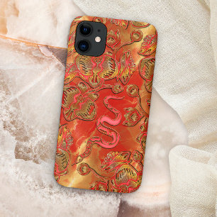 Rode en Gouden Orchidee Chinees Nieuwjaar Slang Ma Case-Mate iPhone Case