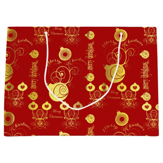 Rode en gouden Ornamenten Groot Cadeauzakje (Voorkant)
