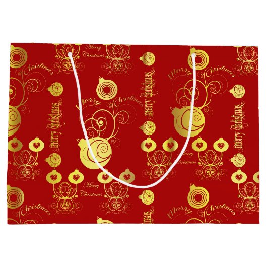 Rode en gouden Ornamenten Groot Cadeauzakje (Achterkant)