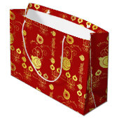 Rode en gouden Ornamenten Groot Cadeauzakje (Achterkant Gekanteld)