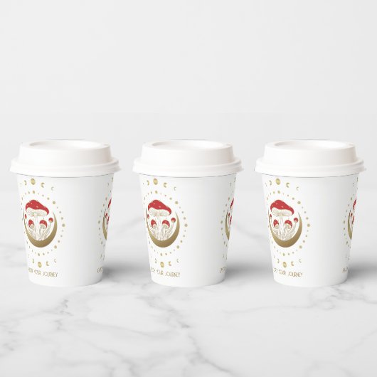 Rode en gouden paddenstoelen Gold Crescent Moon T Papieren Bekers (Multi)