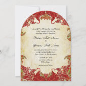 Rode en gouden Paisley Wedding Kaart (Voorkant)