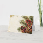 Rode en gouden Pine Boughs met Pine Cones Kaart (Voorkant)