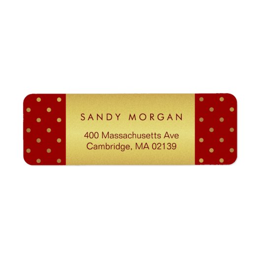 rode en gouden polka stippen etiket (Voorkant)
