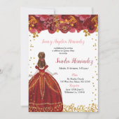 Rode en gouden Quinceañera uitnodiging (Voorkant)