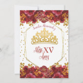 Rode en gouden Quinceañera uitnodiging (Achterkant)