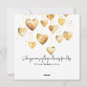 Rode en gouden romantische harten feestdagenkaart (Achterkant)