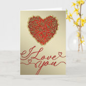 Rode en Gouden Roos Hart Ik Hou van Jou Kaart (Gele Bloem)