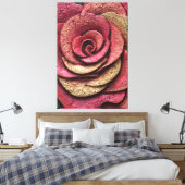 Rode en Gouden Roos Textuur Abstracte Wandkunst Canvas Afdruk (Insitu (Slaapkamer))