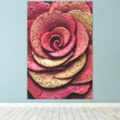 Rode en Gouden Roos Textuur Abstracte Wandkunst Canvas Afdruk (Insitu (Houten vloer))