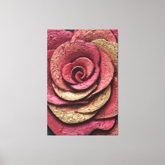 Rode en Gouden Roos Textuur Abstracte Wandkunst Canvas Afdruk (Voorkant)