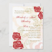 Rode en gouden rozen 40ste Jubileum voor bruiloft Kaart (Voorkant)