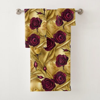 Rode en Gouden Rozen Bad Handdoek