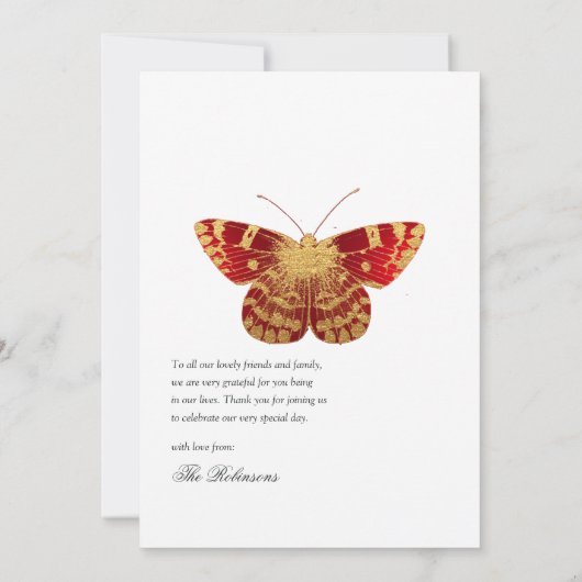 Rode en gouden Rozen Bedankkaart (Achterkant)