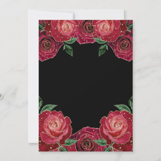 Rode en gouden Rozen bruiloft Kaart (Achterkant)