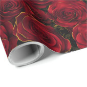 Rode en gouden Rozen Cadeaupapier (Rol Hoek)