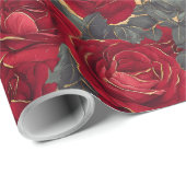 Rode en gouden Rozen Cadeaupapier (Rol Hoek)