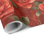 Rode en gouden Rozen Cadeaupapier (Rol Hoek)