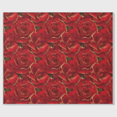 Rode en gouden Rozen Cadeaupapier (Vlak)