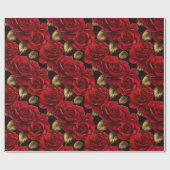 Rode en gouden Rozen Cadeaupapier (Vlak)