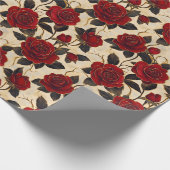 Rode en gouden rozen cadeaupapier (Hoek)