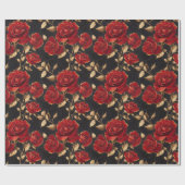 Rode en gouden Rozen Cadeaupapier (Vlak)