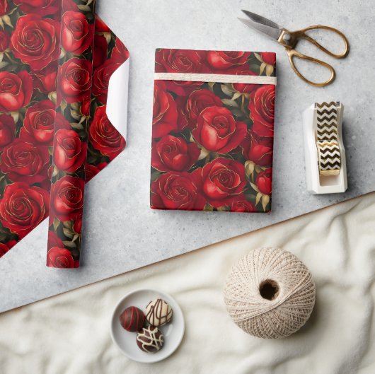 Rode en gouden Rozen Cadeaupapier (Crafts)