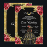 Rode en gouden Rozen Charra Mis Quince Invitation Kaart<br><div class="desc">Red and Gold Rozen Charra Mis Quince Invitation Mis Quince Anos,  15e verjaardag</div>