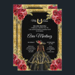 Rode en gouden Rozen Charra Mis Quince Invitation Kaart<br><div class="desc">Red and Gold Rozen Charra Mis Quince Invitation Mis Quince Anos,  15e verjaardag</div>