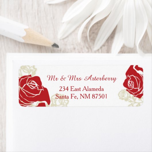 Rode en gouden rozen etiket (Insitu)