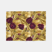 Rode en gouden Rozen Fleece Deken (Voorkant (Horizontaal))