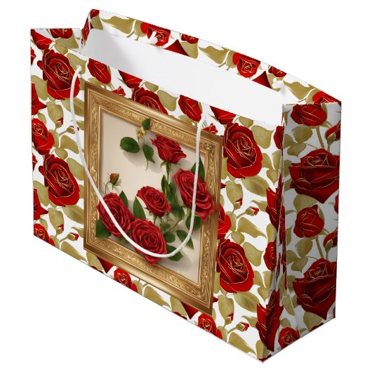Rode En Gouden Rozen Groot Cadeauzakje (Achterkant Gekanteld)