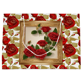 Rode en gouden Rozen Groot Cadeauzakje