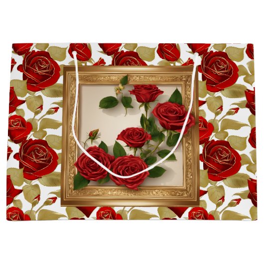 Rode en gouden Rozen Groot Cadeauzakje (Voorkant)