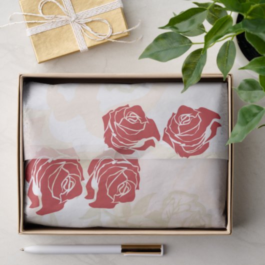 Rode en gouden rozen tissuepapier (Geschenk)