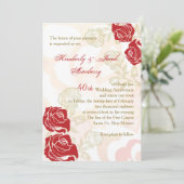 Rode en gouden rozen uitnodiging 40-jarig huwelijk (Staand voorkant)