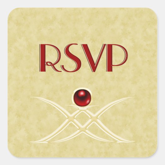 rode en gouden RSVP-Stickers Vierkante Sticker (Voorkant)