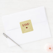 rode en gouden RSVP-Stickers Vierkante Sticker (Envelop)