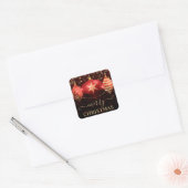 Rode en Gouden Sierbollen Kerstmis Vierkante Sticker (Envelop)
