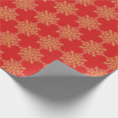 Rode en gouden sierlijke brokaat vierkanten cadeaupapier (Hoek)