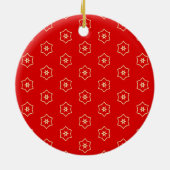 Rode en gouden sierontwerp keramisch ornament (Achterkant)