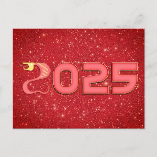 Rode en gouden slang 2025 Chinees Nieuwjaar Feestdagenkaart (Voorkant)