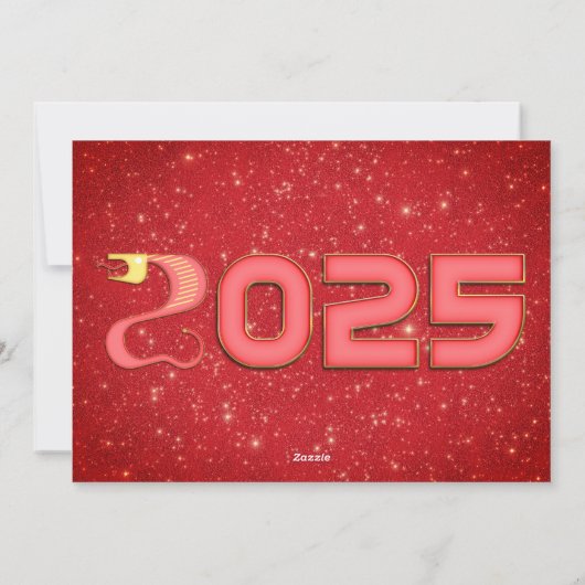 Rode en gouden slang 2025 Chinees Nieuwjaar Feestdagenkaart (Achterkant)
