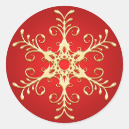 Rode en gouden sneeuwvlok Sticker