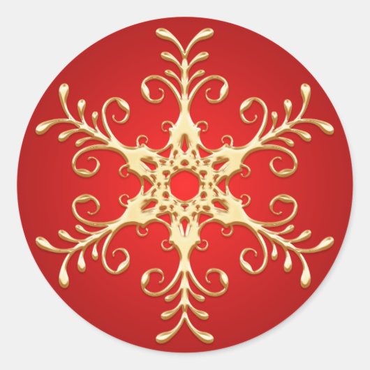 Rode en gouden sneeuwvlok Sticker (Voorkant)