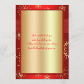 Rode en gouden sneeuwvlokken bedankkaart (Achterkant)