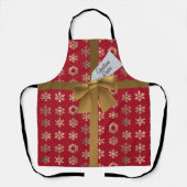 Rode en gouden sneeuwvlokken Faux Bow Christmas Sc Schort (Voorkant)