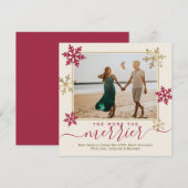 Rode en gouden sneeuwvlokken Foto Kerstmis Zwanger Aankondiging (Voorkant / Achterkant)