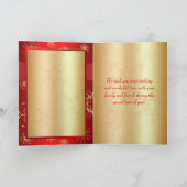 Rode en gouden sneeuwvlokken kerst Kaart (Binnen)