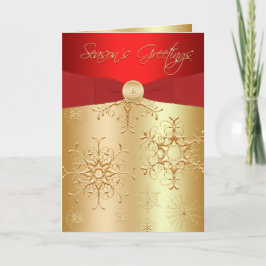 Rode en Gouden Sneeuwvlokken Seizoen Groeten Kaart